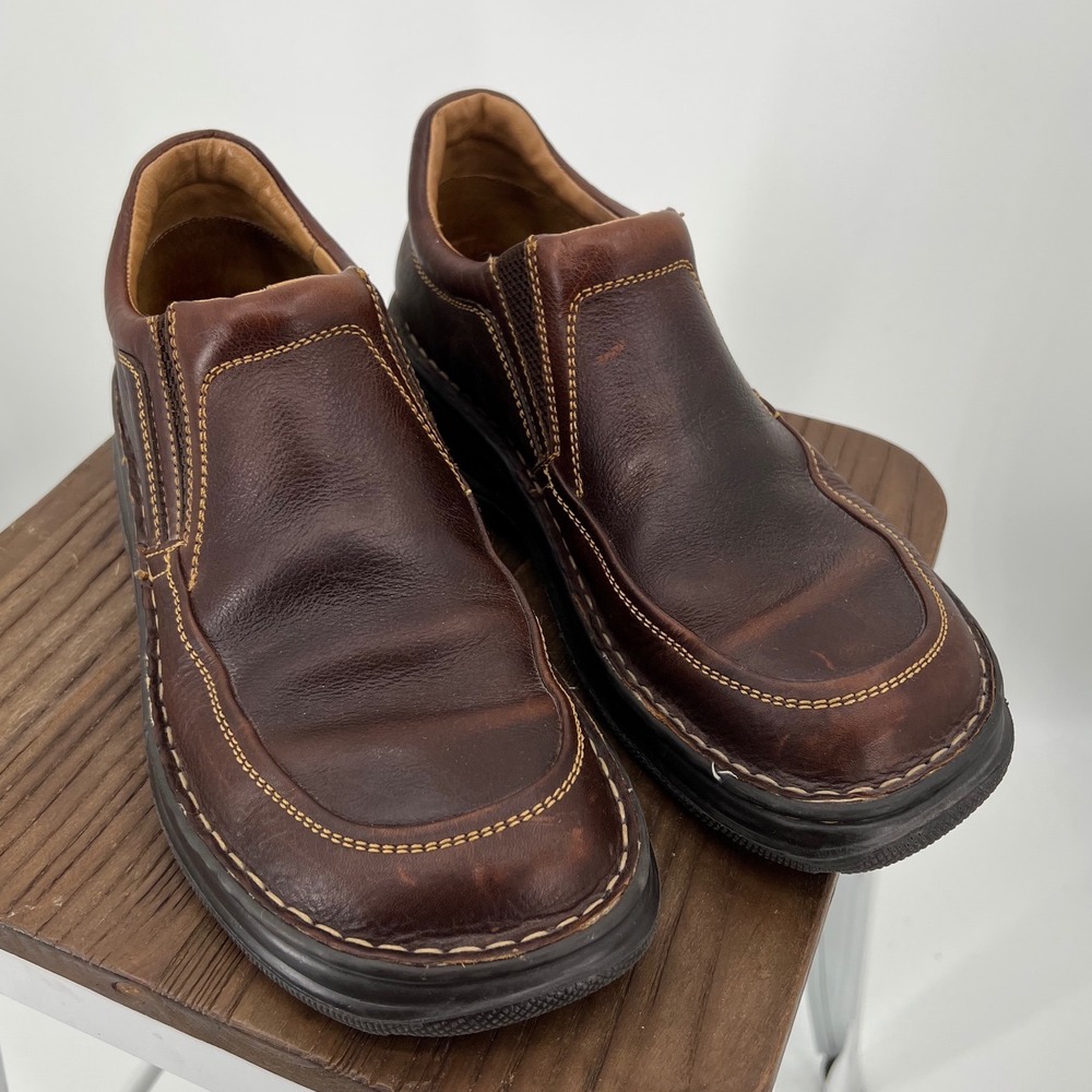 Born Blast Mens Brown Leather Slip On Loafers Size 10.5 Handcrafted Shoes